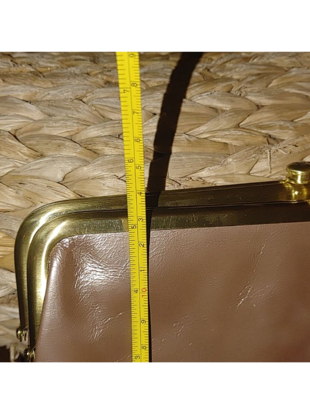 Hobo Metallic Wallet Clutch Kisslock Lauren Cameo Leather Double Frame Brass - Picture 5 of 13